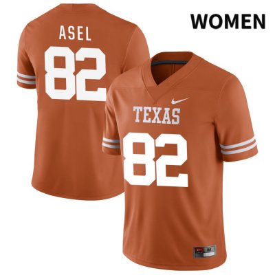 Texas Longhorns Women's #82 Gus Asel Authentic Orange NIL 2022 College Football Jersey MED12P7J